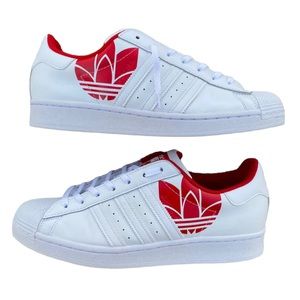 adidas Men's Original Red & White Superstar Sneaker 10.5